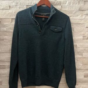 Banana Republic Merino Teal Quarter-Zip Sweater